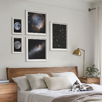 Tavelvägg med 5 tavlor Kosmiska landskap i galaxen