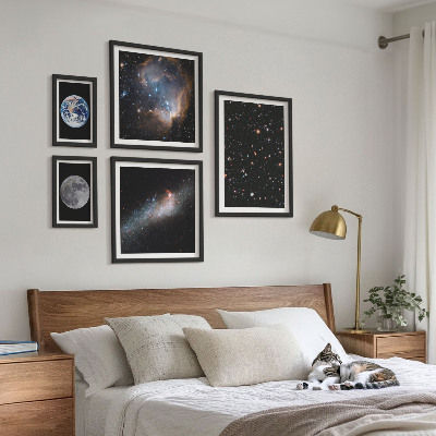 Tavelvägg med 5 tavlor Kosmiska landskap i galaxen