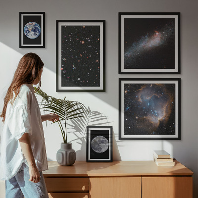 Tavelvägg med 5 tavlor Kosmiska landskap i galaxen