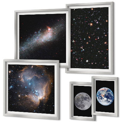 Tavelvägg med 5 tavlor Kosmiska landskap i galaxen