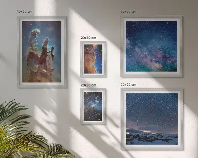 Tavelset med väggdekoration kosmiska landskap med galaxmotiv