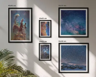 Tavelset med väggdekoration kosmiska landskap med galaxmotiv