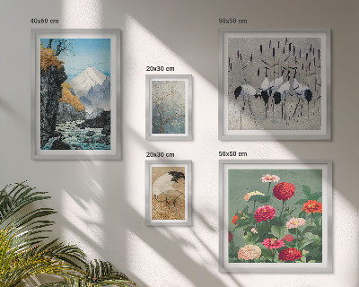 Set om 5 tavlor Naturlandskap med blommor