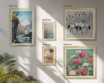 Set om 5 tavlor Naturlandskap med blommor
