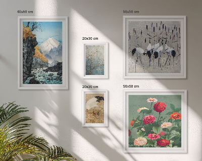 Set om 5 tavlor Naturlandskap med blommor