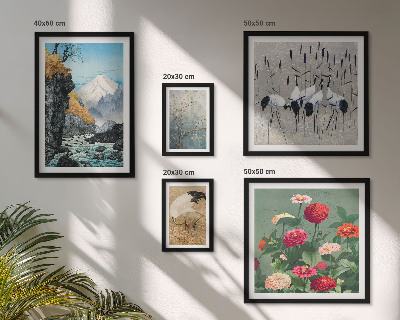 Set om 5 tavlor Naturlandskap med blommor
