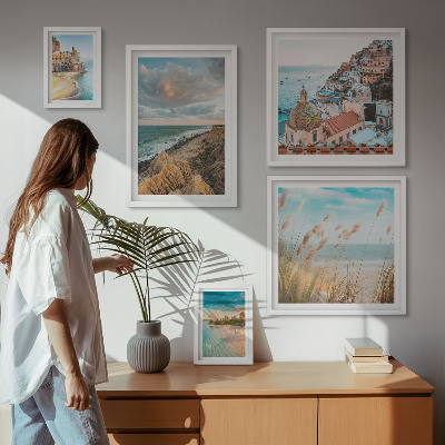 Set om 5 tavlor Världens strandlandskap