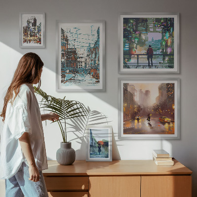 Set om 5 tavlor Moderna stadslandskap