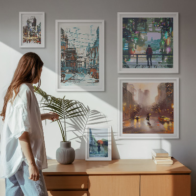 Set om 5 tavlor Moderna stadslandskap