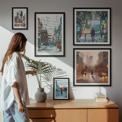 Set om 5 tavlor Moderna stadslandskap