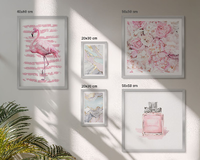 Väggdekoration tavelset Snygga rosa accenter med flamingoblommor
