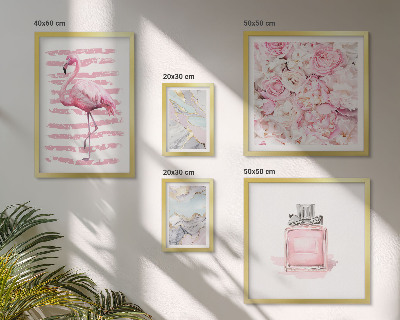 Väggdekoration tavelset Snygga rosa accenter med flamingoblommor