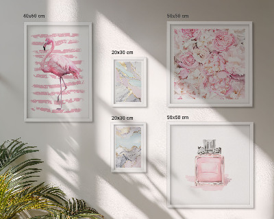 Väggdekoration tavelset Snygga rosa accenter med flamingoblommor