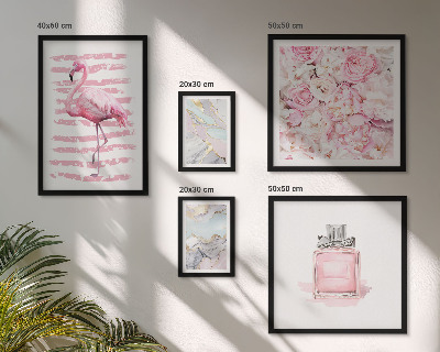 Väggdekoration tavelset Snygga rosa accenter med flamingoblommor