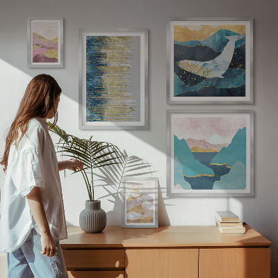 Set om 5 tavlor Abstrakta berg moderna havet