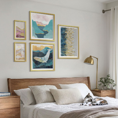 Set om 5 tavlor Abstrakta berg moderna havet