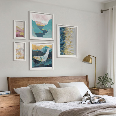 Set om 5 tavlor Abstrakta berg moderna havet