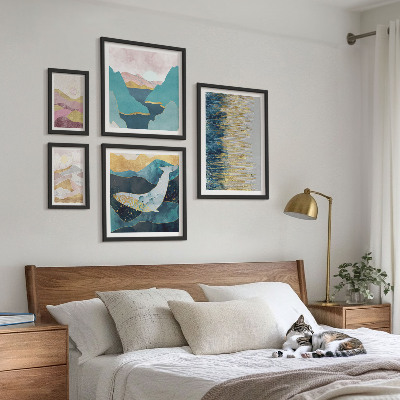 Set om 5 tavlor Abstrakta berg moderna havet