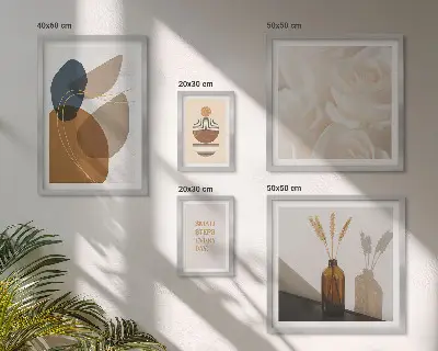 Väggdekoration tavelset med boho växtmotiv