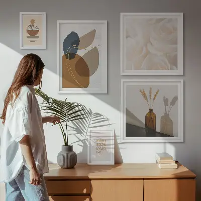 Väggdekoration tavelset med boho växtmotiv