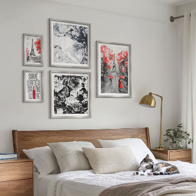 Set om 5 tavlor Parisiska blommor och mönster