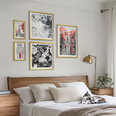 Set om 5 tavlor Parisiska blommor och mönster