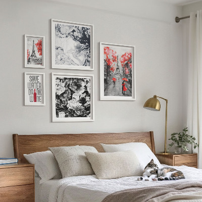 Set om 5 tavlor Parisiska blommor och mönster