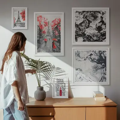 Parisiska blommor och mönster set om 5 tavlor