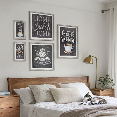 Tavelvägg med 5 tavlor Inspirationer till rustikt kaffe