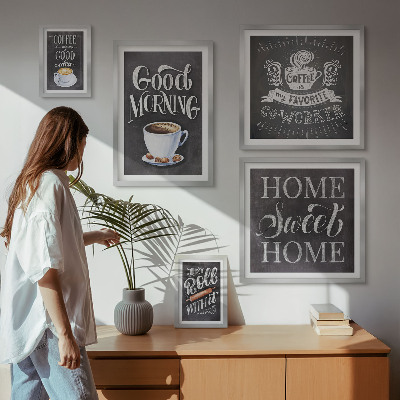 Tavelvägg med 5 tavlor Inspirationer till rustikt kaffe