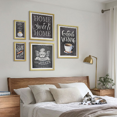 Tavelvägg med 5 tavlor Inspirationer till rustikt kaffe