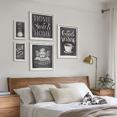 Tavelvägg med 5 tavlor Inspirationer till rustikt kaffe