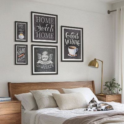 Tavelvägg med 5 tavlor Inspirationer till rustikt kaffe
