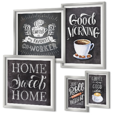 Tavelvägg med 5 tavlor Inspirationer till rustikt kaffe
