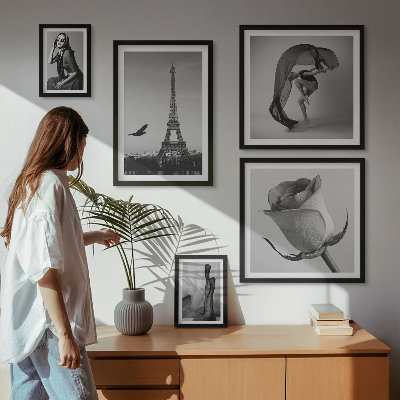 Väggdekoration tavelset Snyggt svartvitt Paris