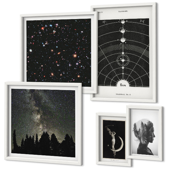 Set om 5 tavlor Kosmiska inspirationer från galaxen