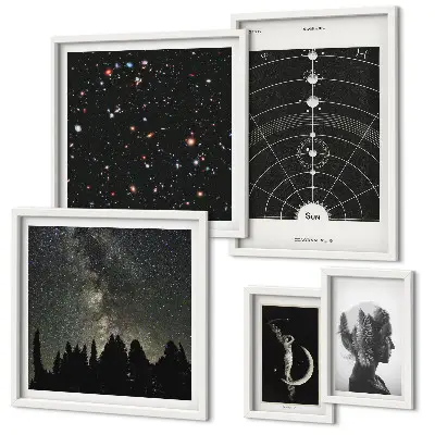 Kosmiska inspirationer från galaxen set med 5 tavlor