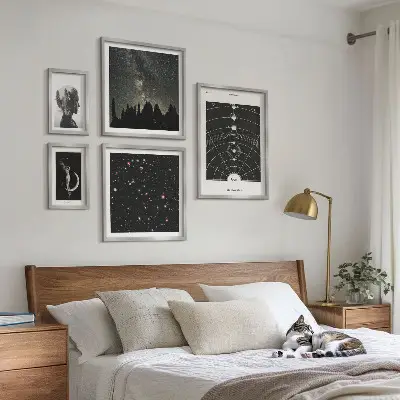Kosmiska inspirationer från galaxen set med 5 tavlor