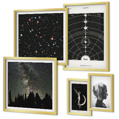 Set om 5 tavlor Kosmiska inspirationer från galaxen