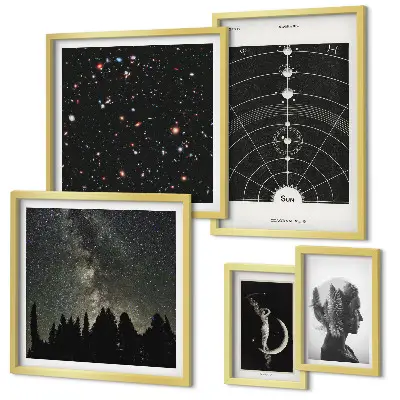 Kosmiska inspirationer från galaxen set med 5 tavlor