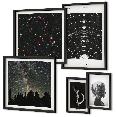 Set om 5 tavlor Kosmiska inspirationer från galaxen