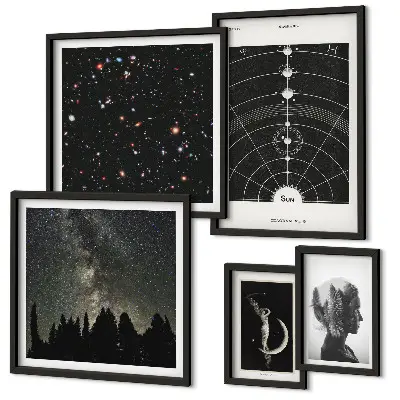 Kosmiska inspirationer från galaxen set med 5 tavlor