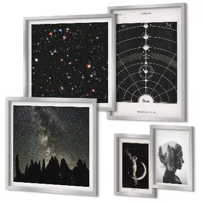 Kosmiska inspirationer från galaxen set med 5 tavlor