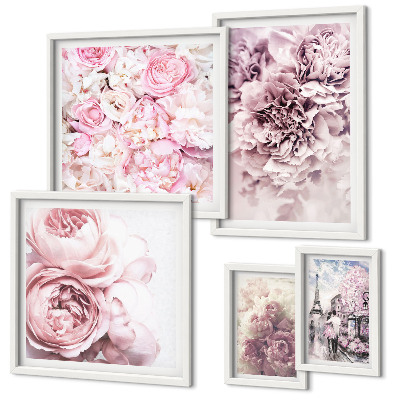 Tavelvägg med 5 tavlor Vintage blomsterarrangemang