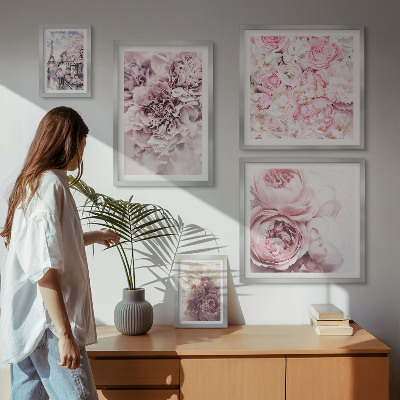 Tavelvägg med 5 tavlor Vintage blomsterarrangemang