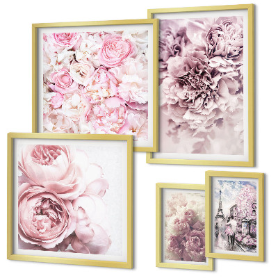 Tavelvägg med 5 tavlor Vintage blomsterarrangemang