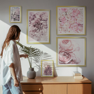 Tavelvägg med 5 tavlor Vintage blomsterarrangemang