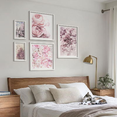 Tavelvägg med 5 tavlor Vintage blomsterarrangemang