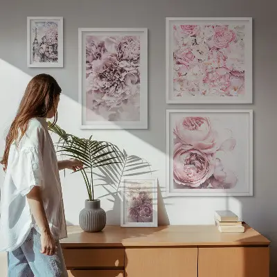 Vintage blomsterarrangemang tavelvägg med 5 tavlor