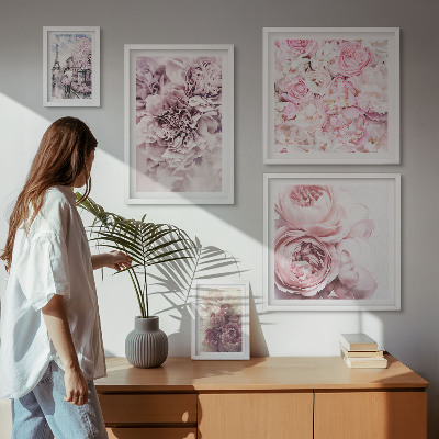 Tavelvägg med 5 tavlor Vintage blomsterarrangemang